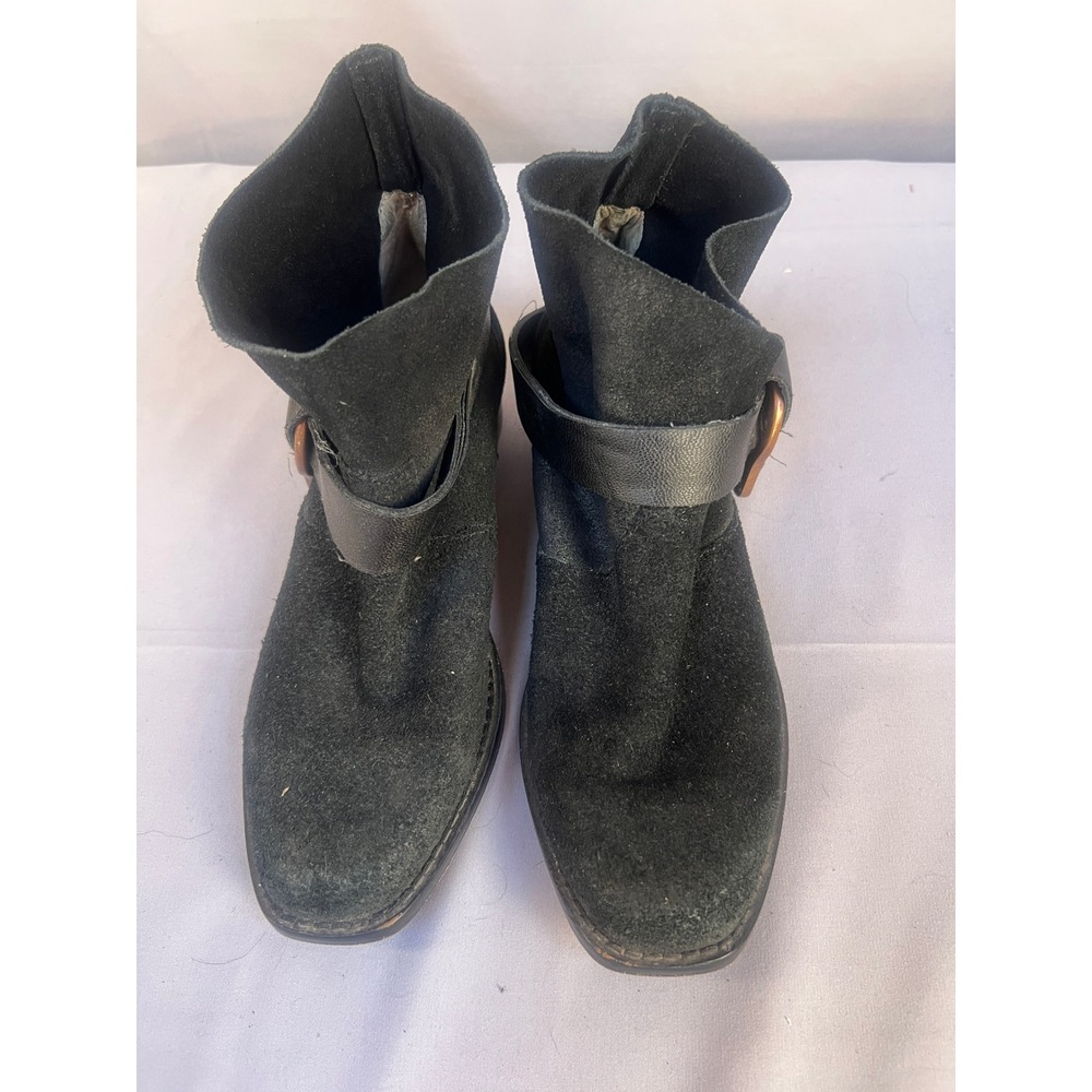 Joe's Jeans Black‎ Suede Leather Ankle Boots Moto Buckle Women's Size 5.5M